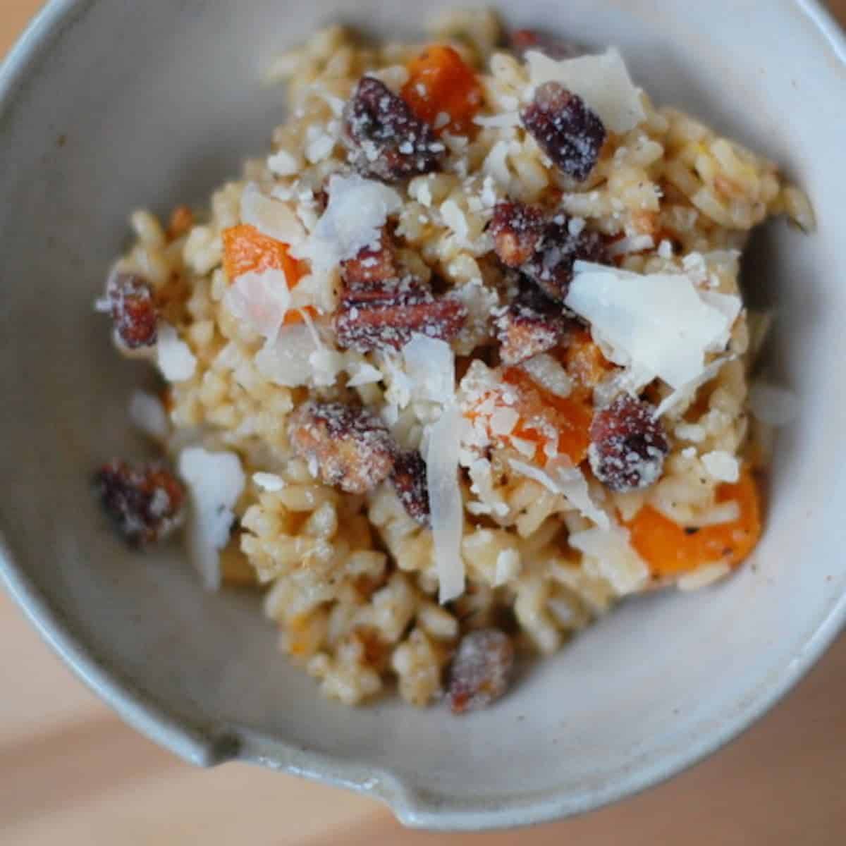 Roasted Butternut Squash Risotto with Sugared Walnuts Recipe Pinch of Yum