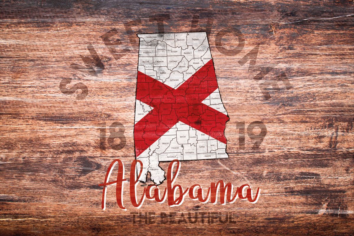 Alabama Flag State Map Pineapple Licensing