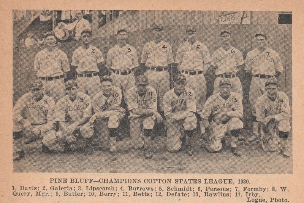 Joe Berry The Story of Professional Baseball Pine Bluff, Arkansas