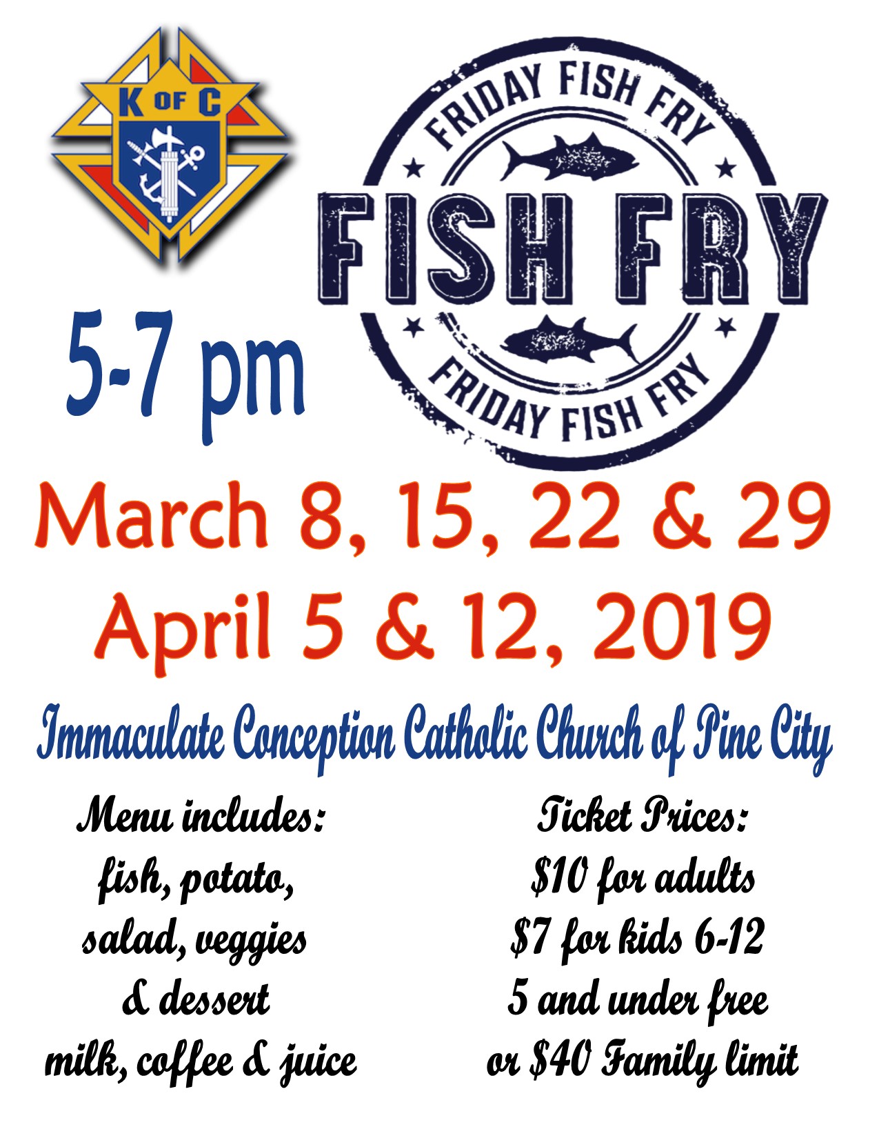 Knights of Columbus Fish Fry Begins! Pine City Area Chamber of Commerce