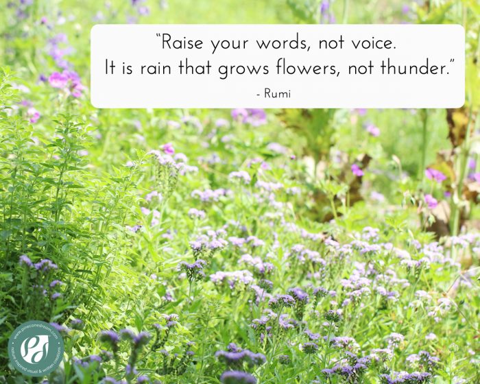 Inspirational Rumi Quote with Beautiful Flowers Background