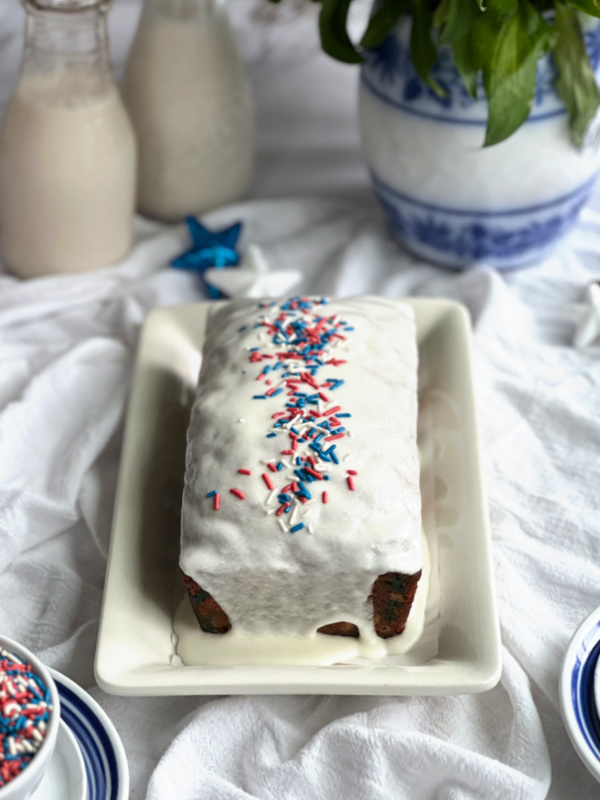Red, White and Blue 4th of July Funfetti Pound Cake Pinecones and Acorns