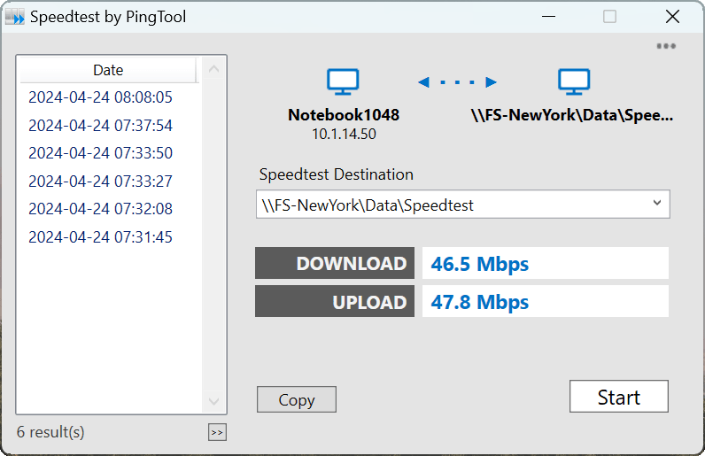 PingTool LAN Speed Test Tool Windows 11