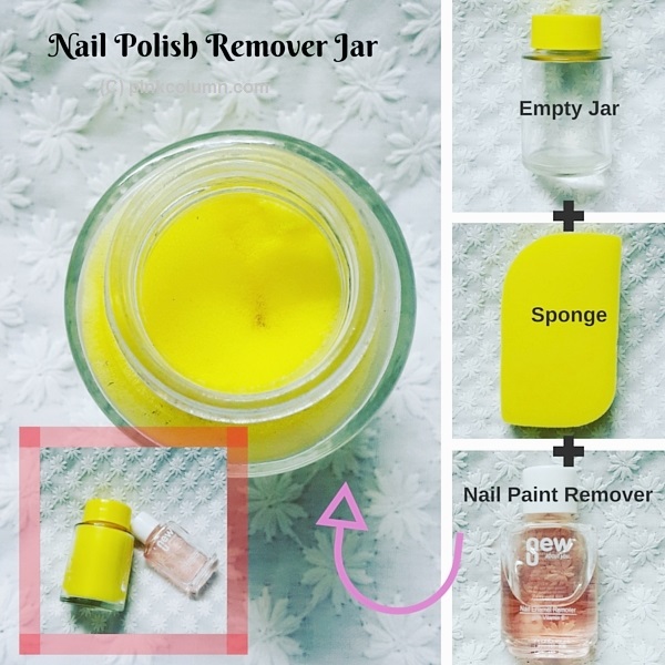 DIY Nail Polish Remover Jar Pink Column