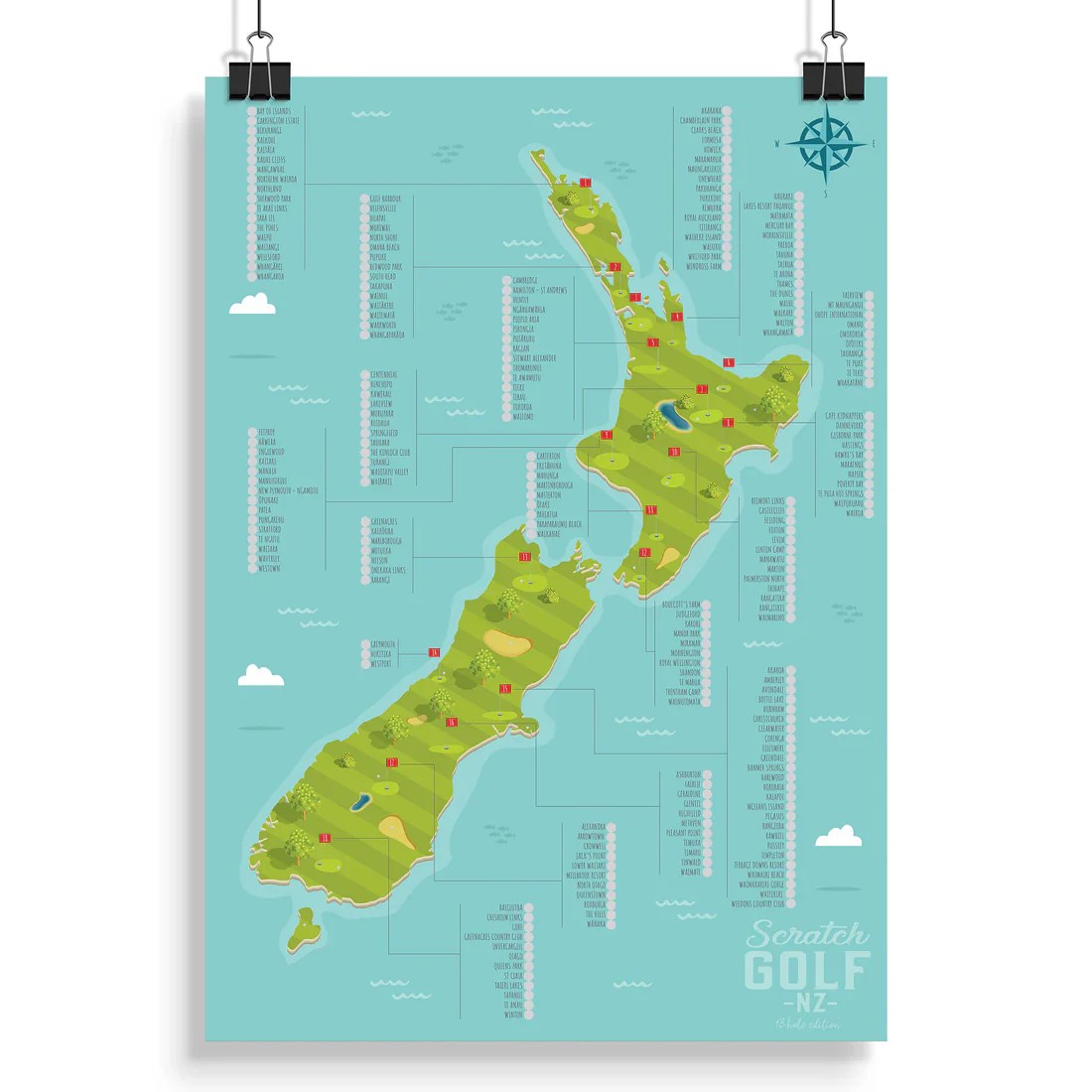 NZ Scratch Map Golf A2 Pink Lemonade Pink Lemonade Living