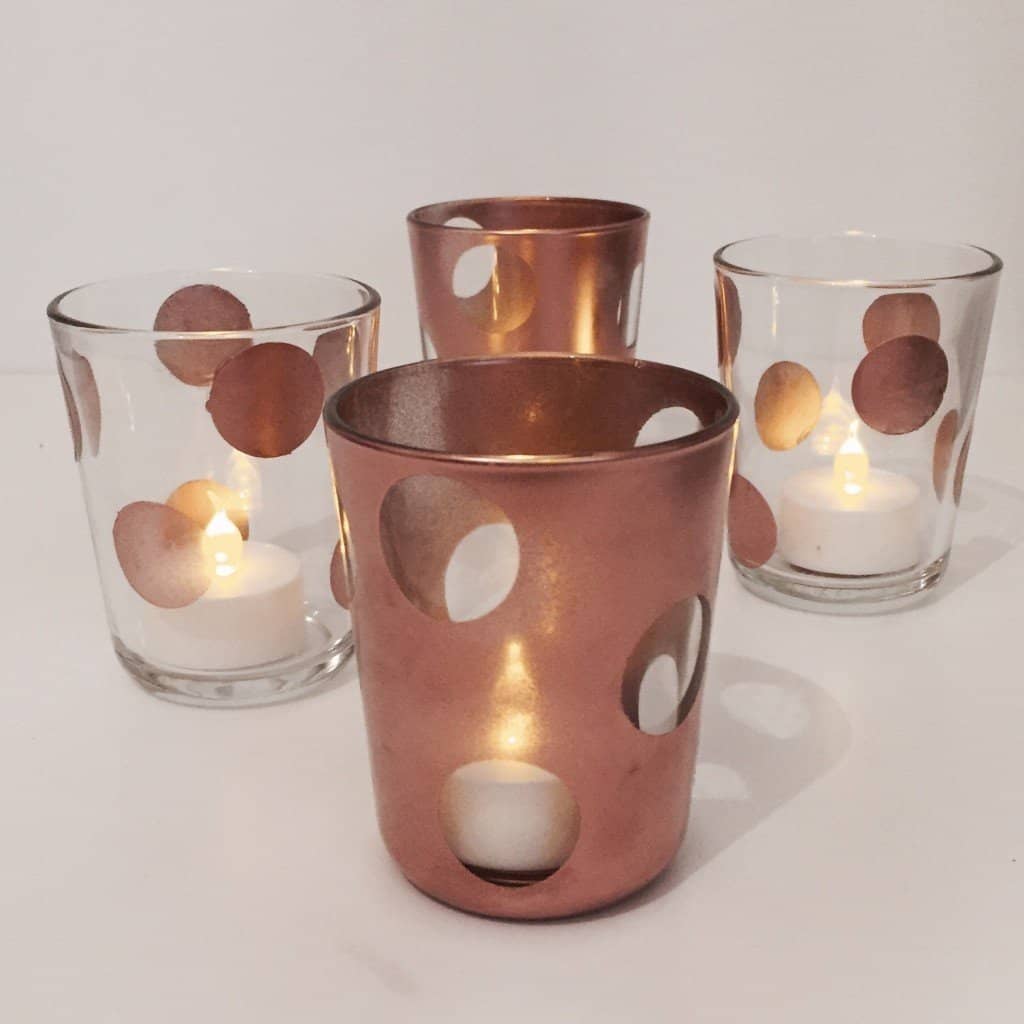 Quick, Easy DIY Polkadot Tea Light Holders IKEA Hack pinkscharming