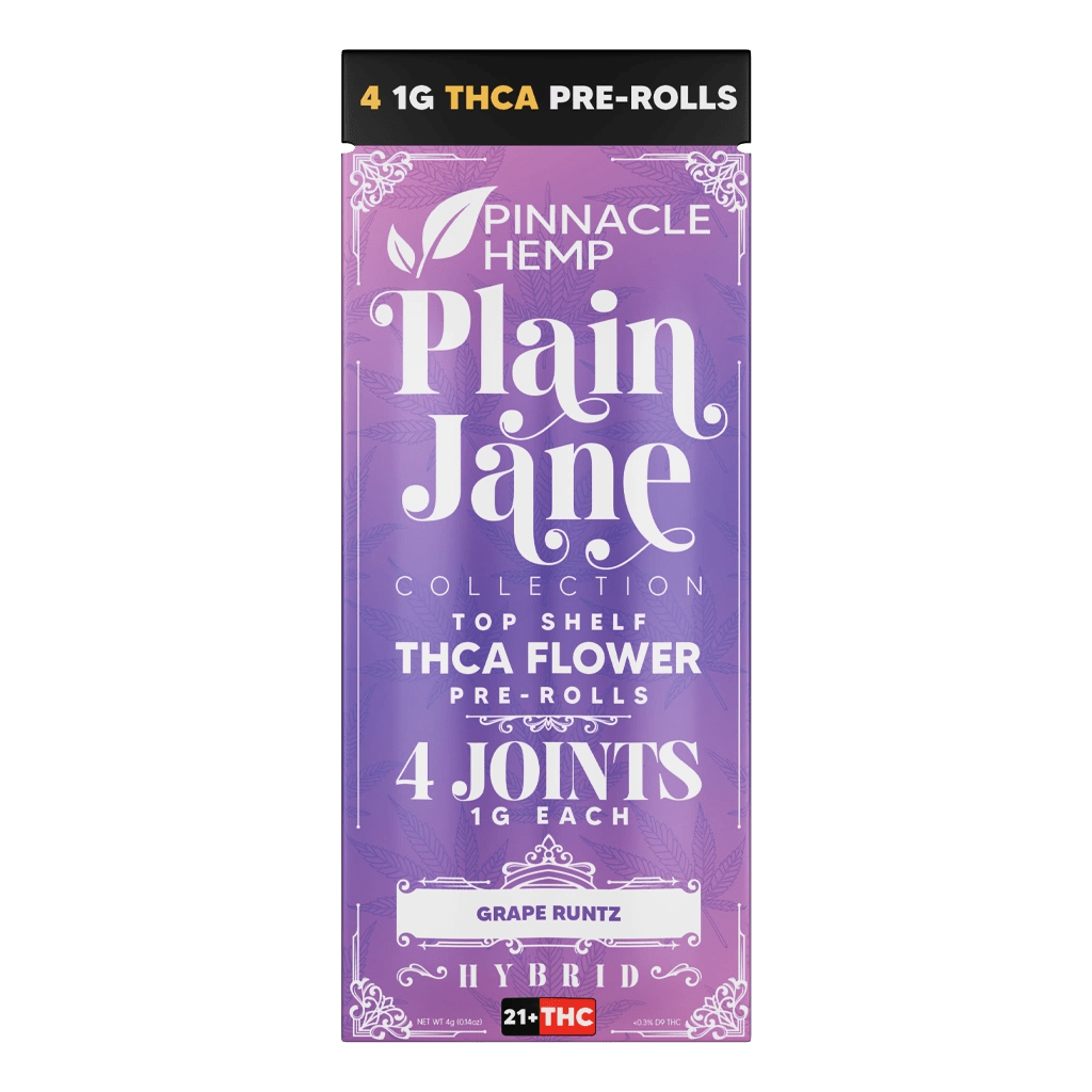 Plain Jane THCA PreRolls Grape Runtz (4pck) Pinnacle Hemp