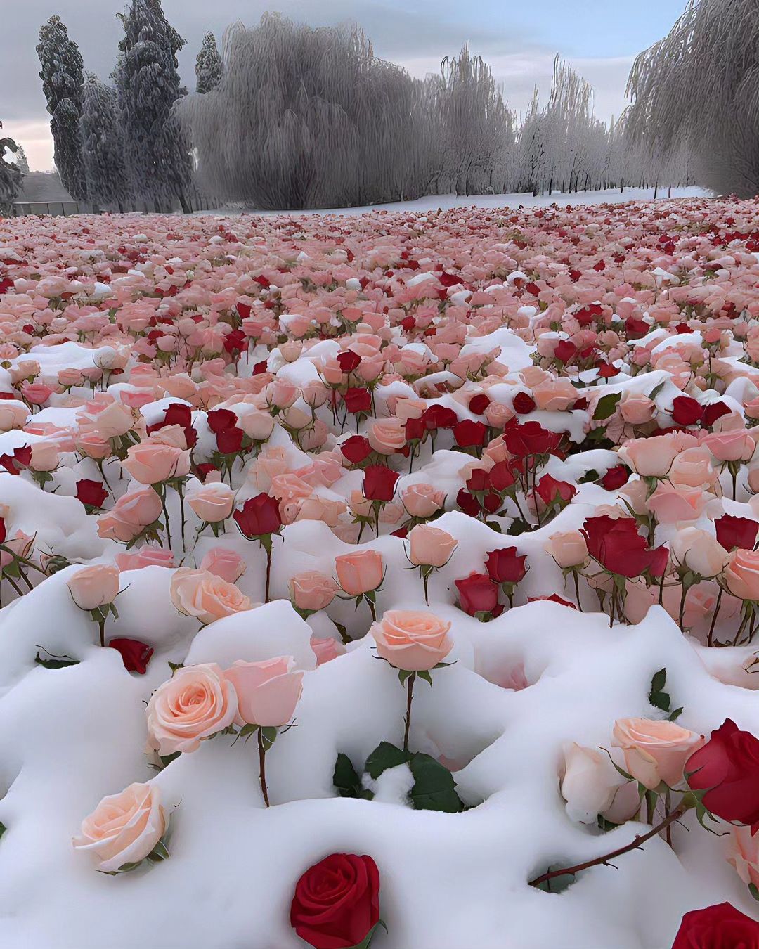 naturesmsinstagram on Pinno The romantic sea of ice and snow roses...
