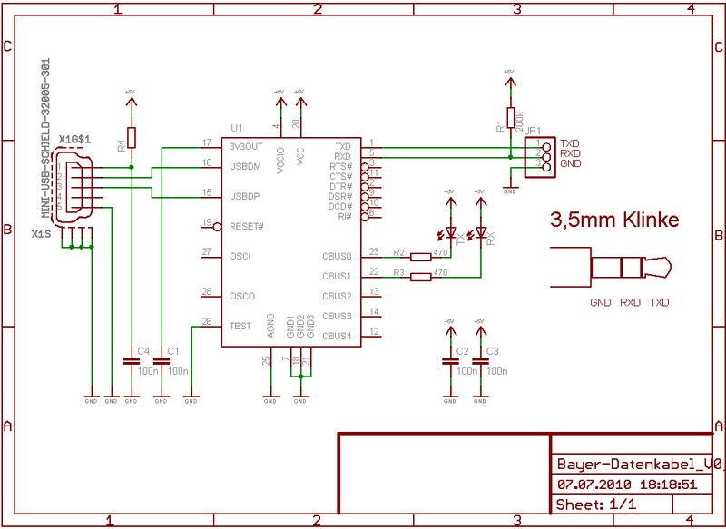Bayer Contour Ts Data Cable pinout diagram