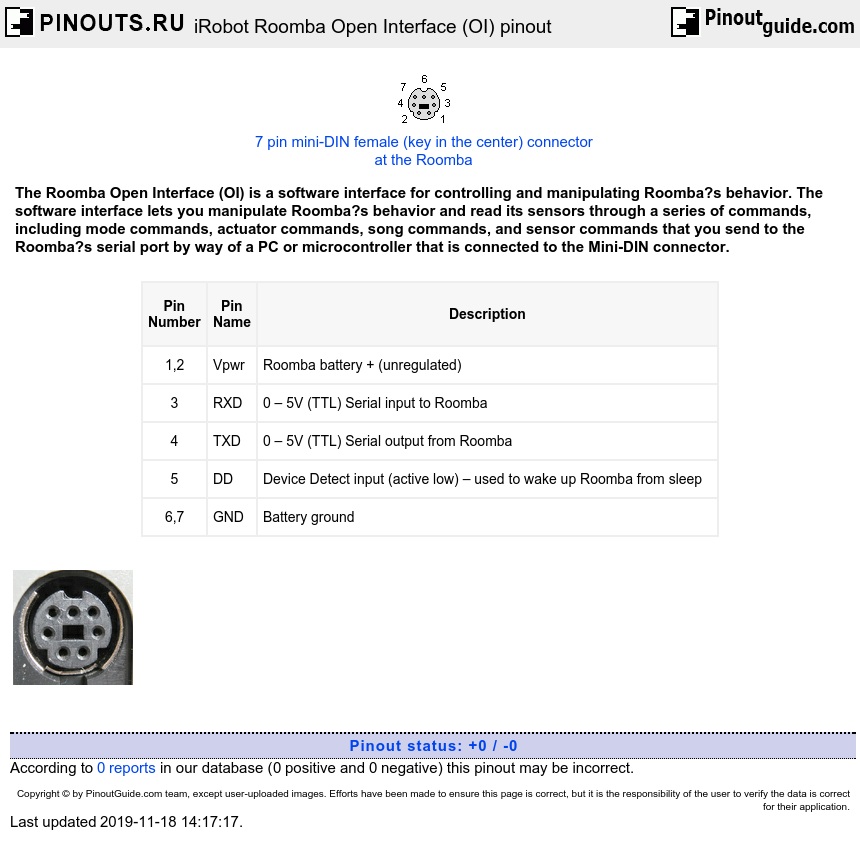 iRobot Roomba pinouts.ru