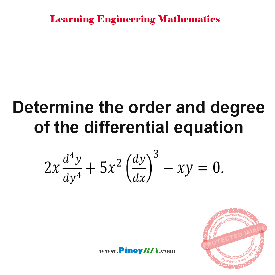 Solution Determine the order and degree of the differential equation