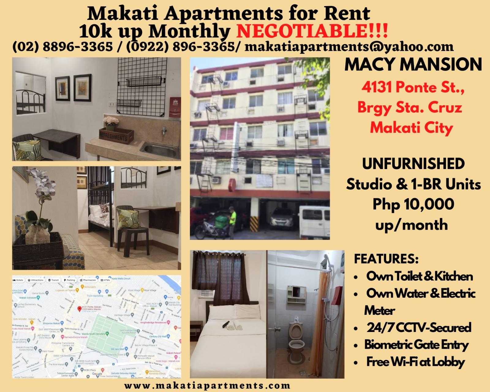 Ready for Occupancy Makati Apartments for Rent php 10,000 up/month call