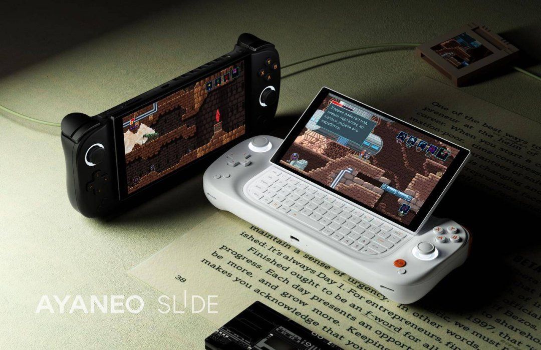 New AYANEO Slide handheld featuring Ryzen 7 and a hidden physical QWERTY keyboard is now