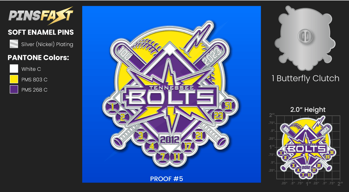 Tennessee Bolts Trading Pin Proof 5 06/20/2023 Pins Fast