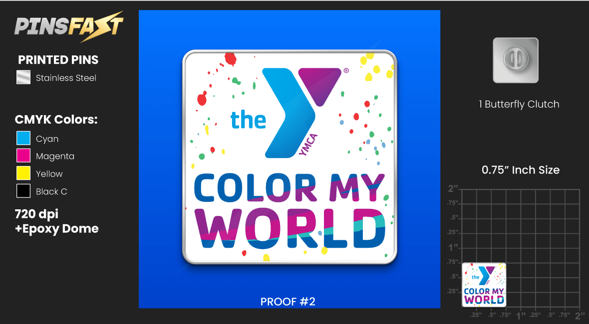 YMCA Color My World Lapel Pins Proof 2 03/05/2024 Pins Fast
