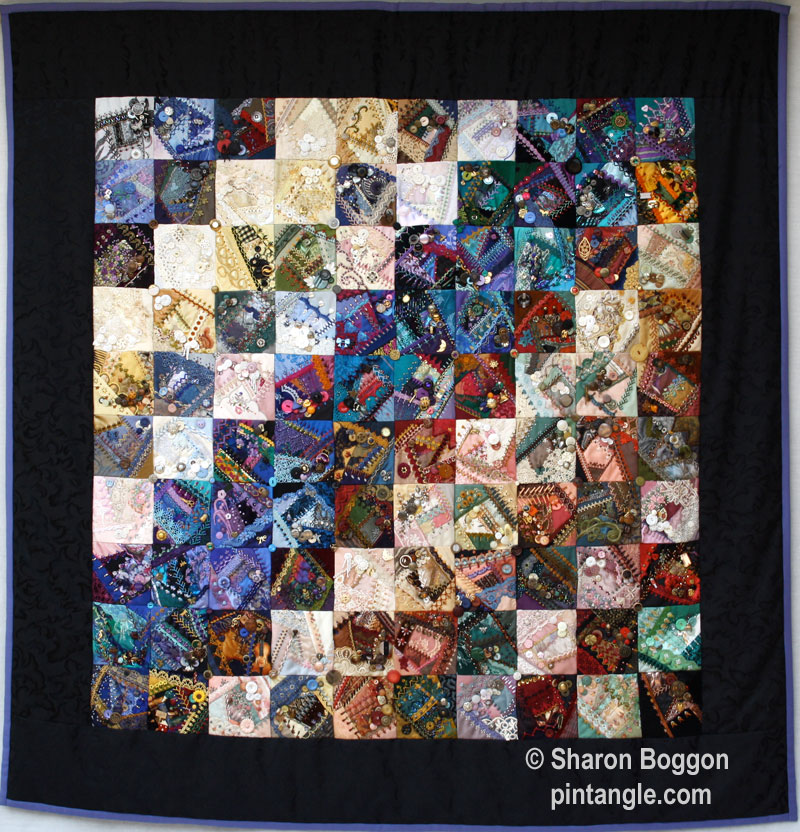 I dropped the button box crazy quilt Pintangle