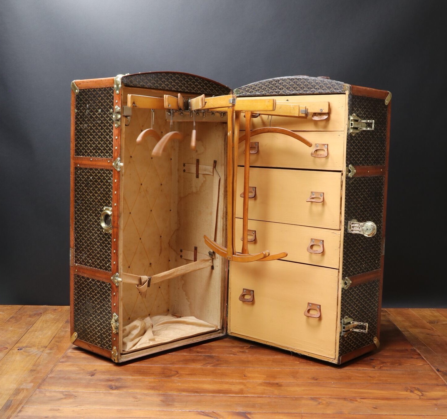 Antique Wardrobe Trunk With Drawers Antique Goyard wardrobe trunk FC Pinth Vintage Luggage