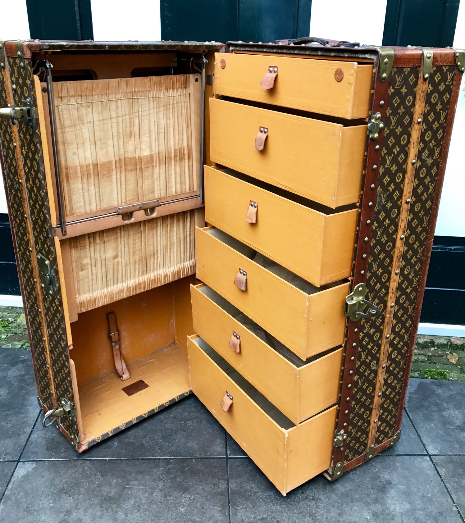 Antique Louis Vuitton wardrobe trunk C.F.H. Philidelphia Pinth