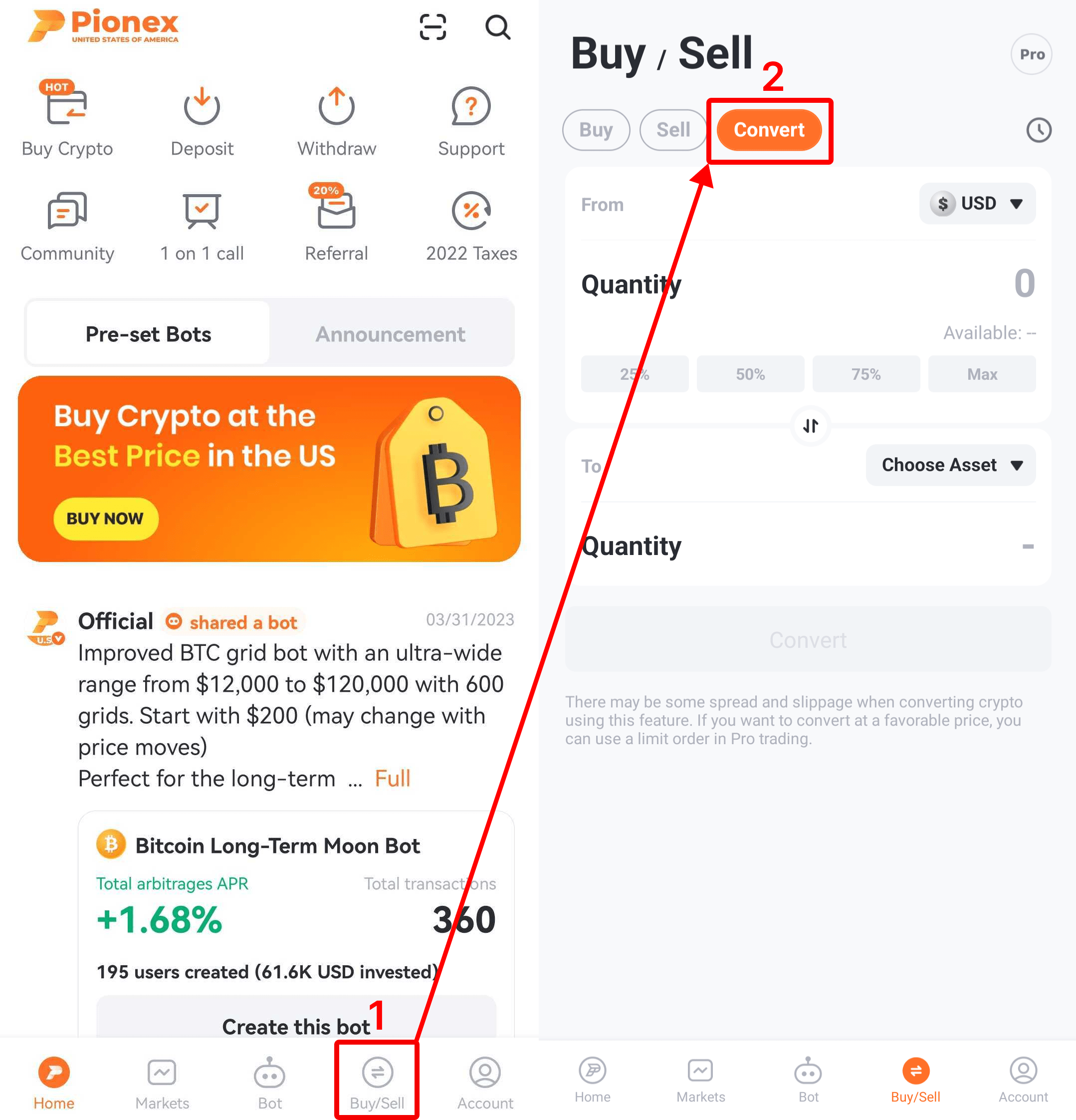How to Convert Crypto Pionex US Help Center