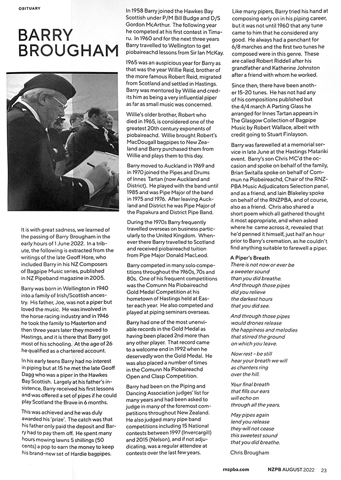 Editor’s Notebook Band Medleys/ Mod Piping/ Hector’s Tune/ Barry