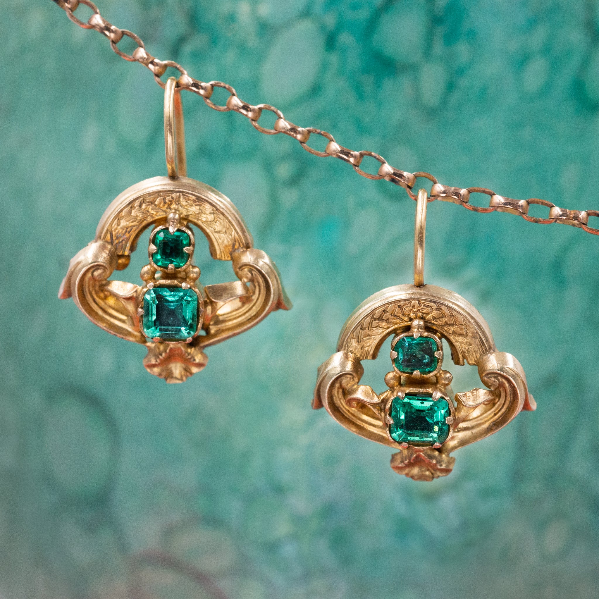 Antique Green Tourmaline Earrings Pippin Vintage Jewelry