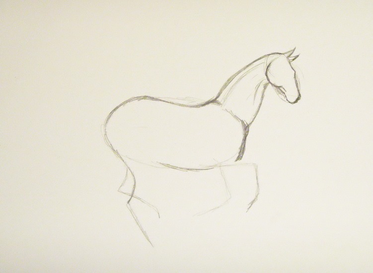 Dibujo A Lapiz Carbon Original En Papel Firmado Caballo Negro