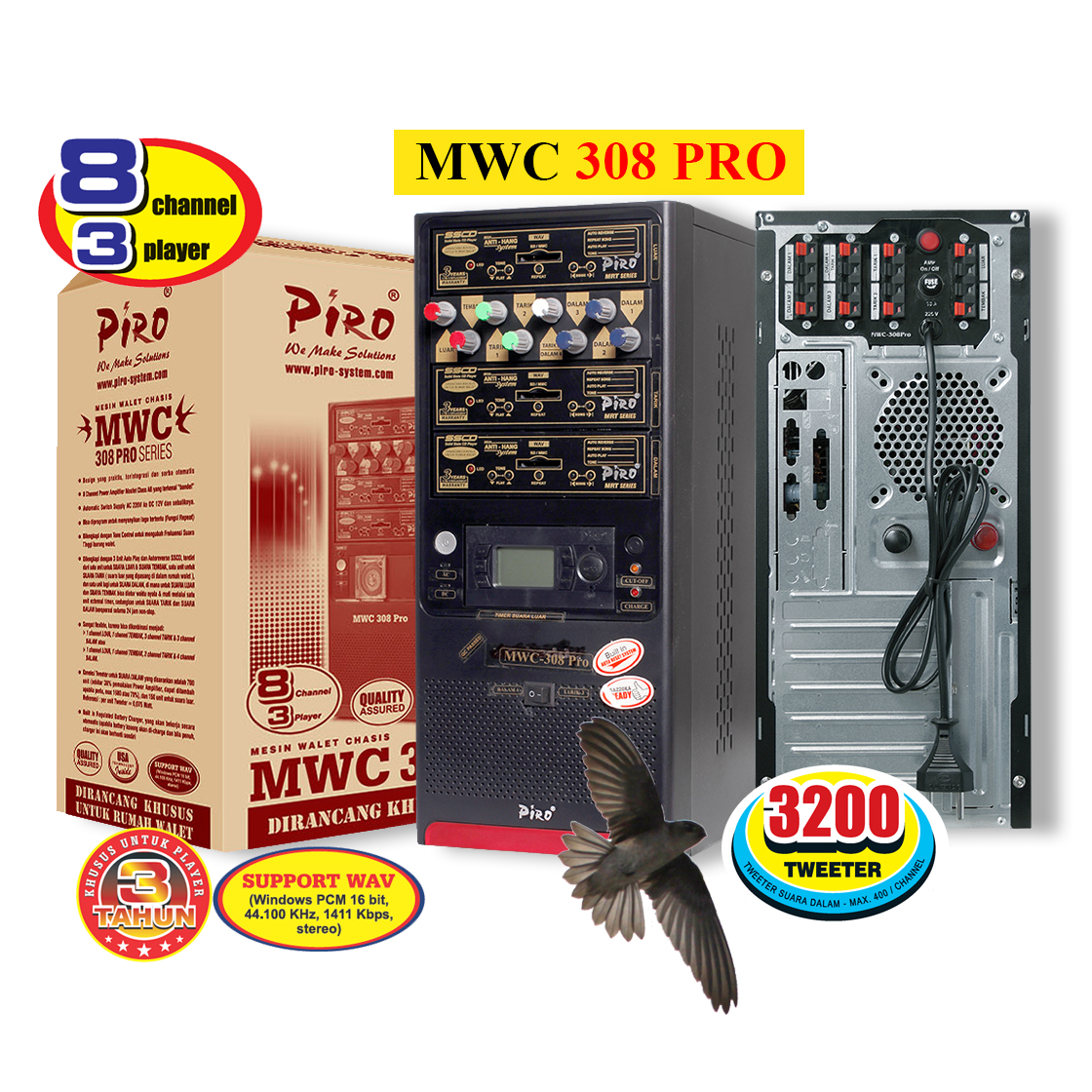 Mesin Walet Chasis MWC308 PRO LOW VOLTAGE SERIES Piro Walet Sound System