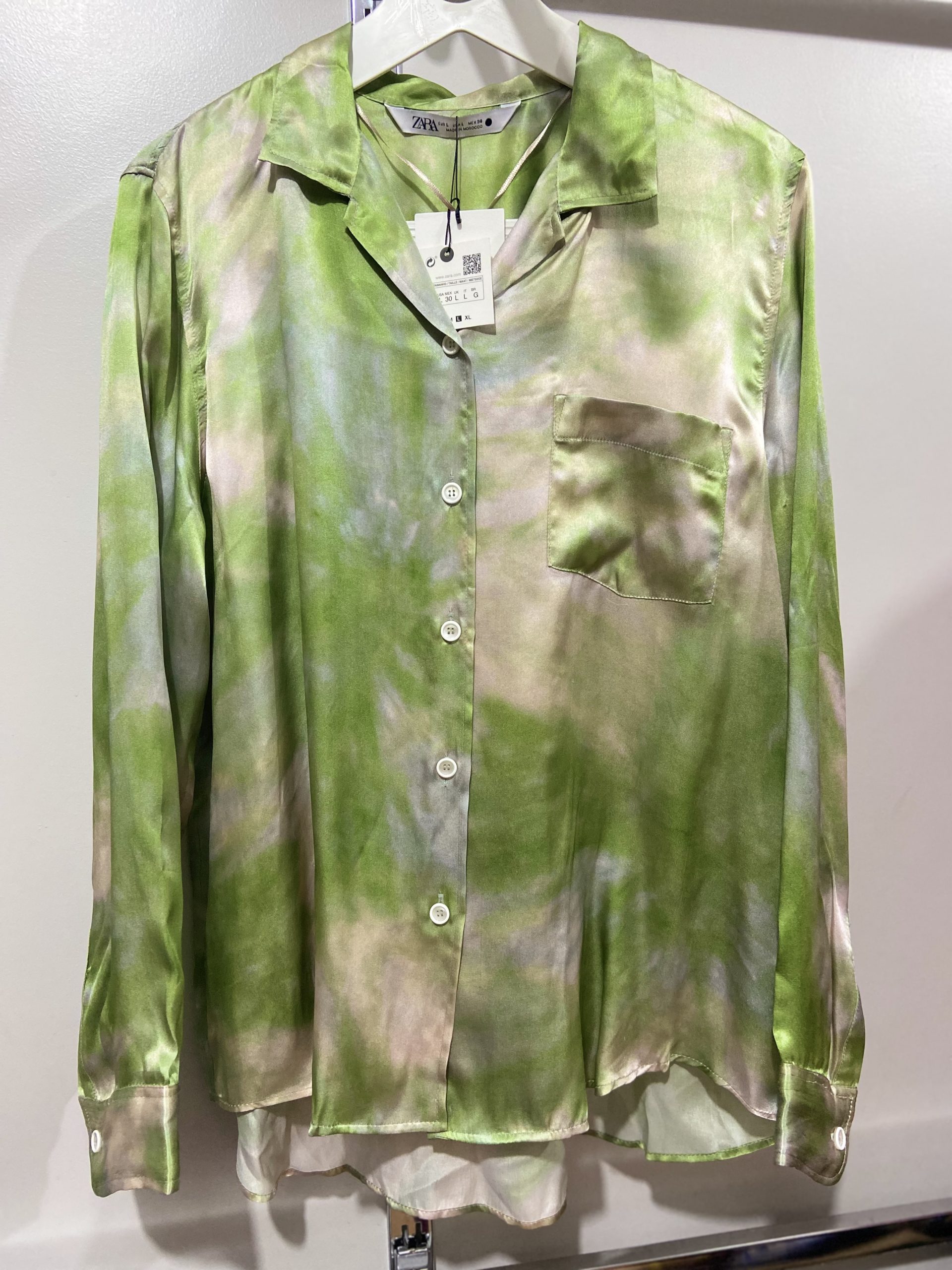 ZARA TIEDYE SILK SHIRT LIMITED EDITION Pistachio