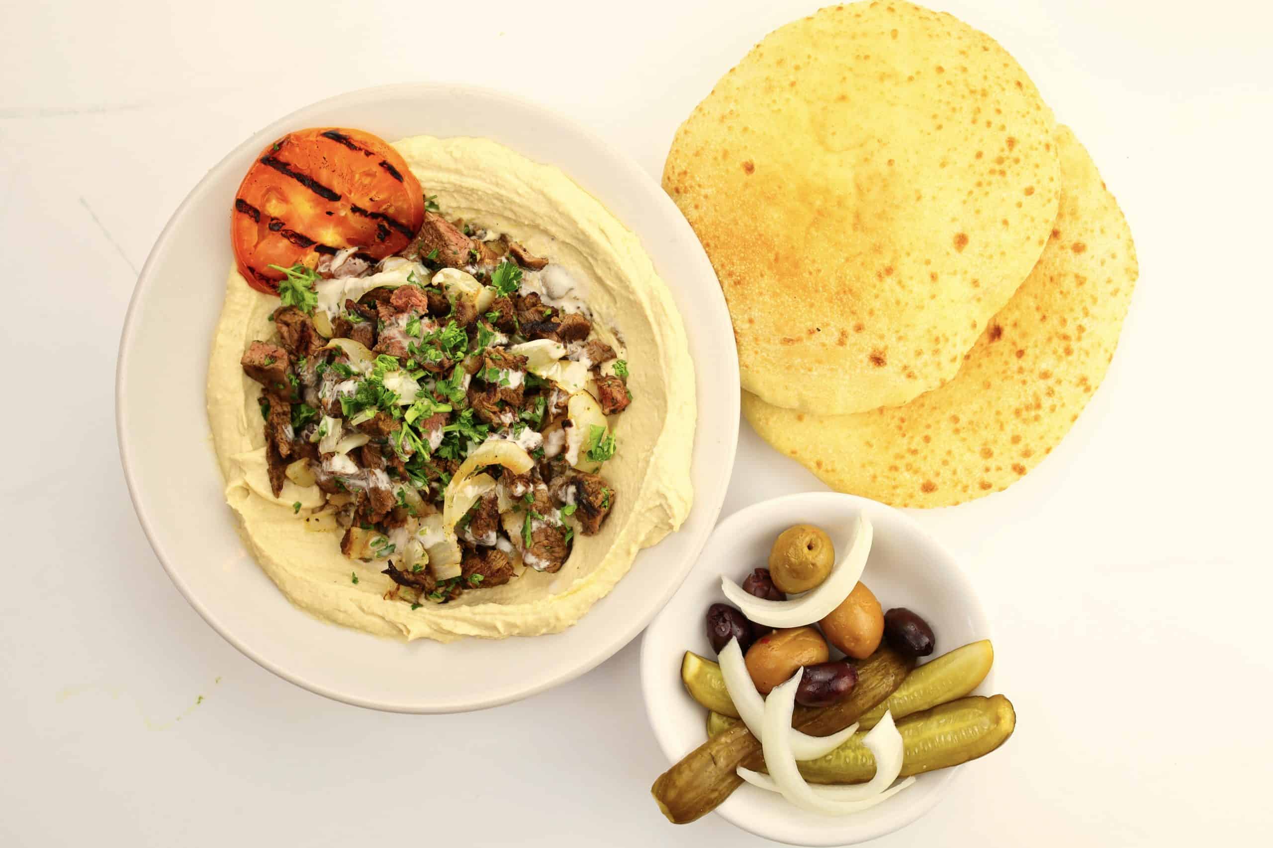 Carved Lamb Hummus (Halal) PITA 22