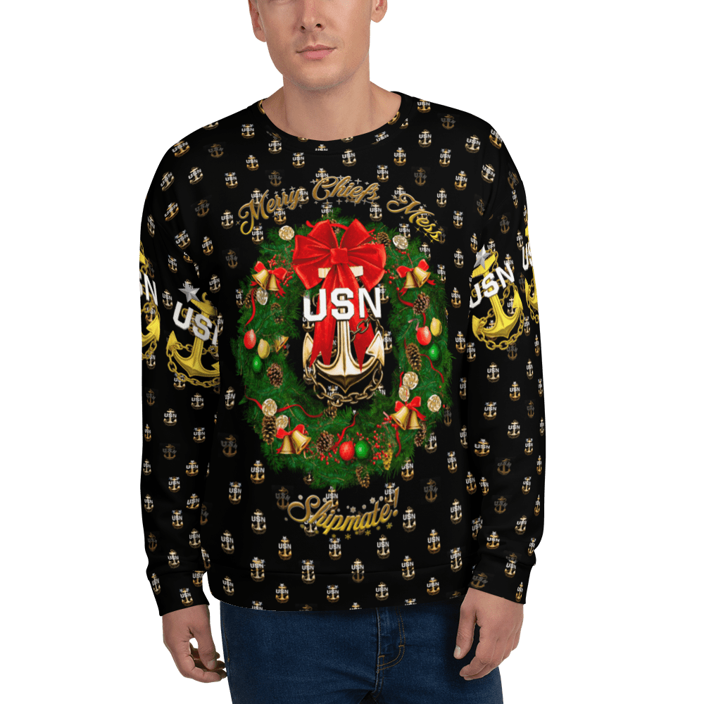 Navy Chief Sweatshirt Ugly Christmas Pitch and Rudder