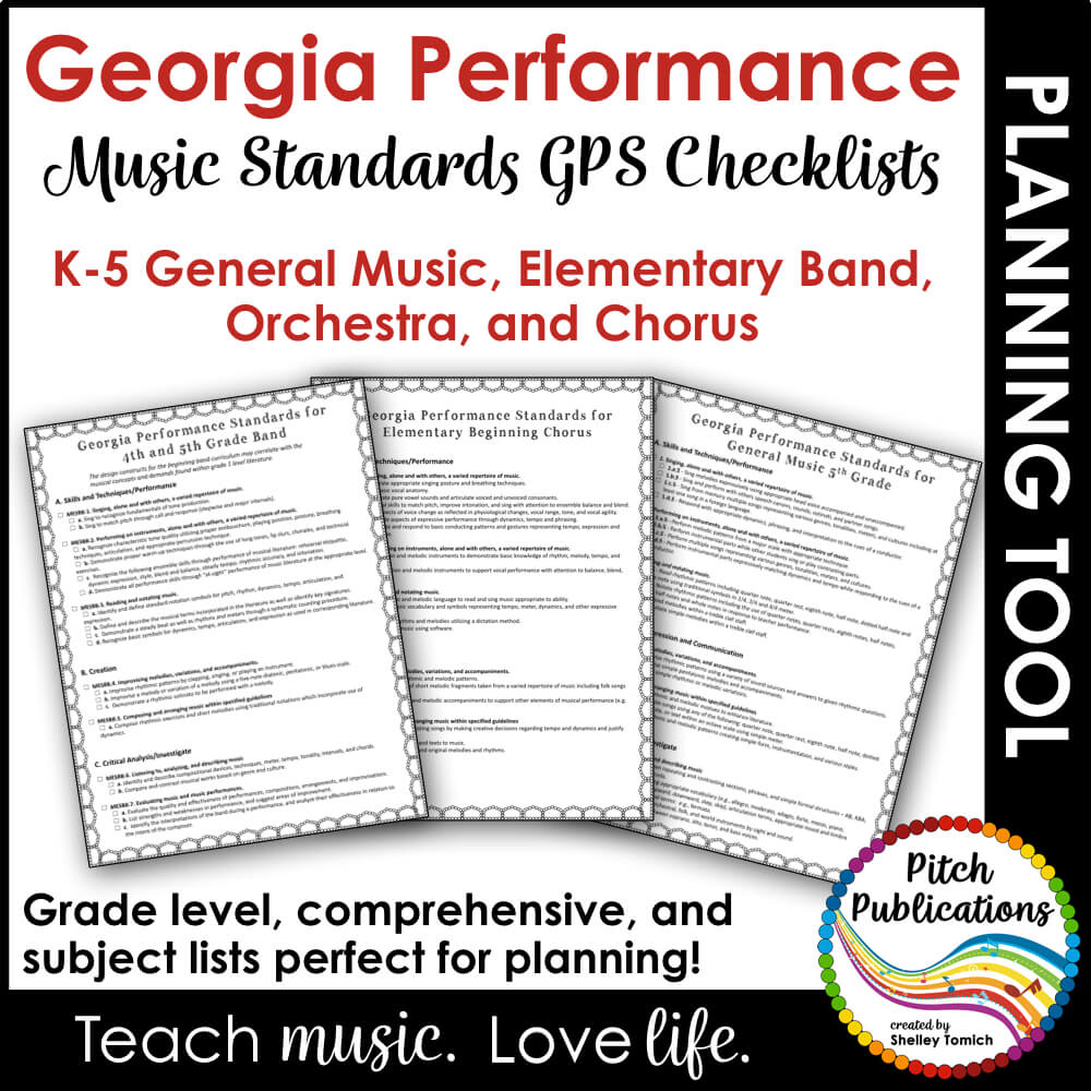 Performance Standards Music Checklist for Lesson Plans K5