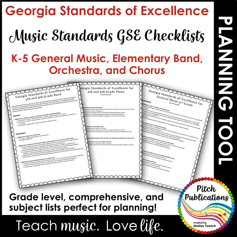 Performance Standards Music Checklist for Lesson Plans K5