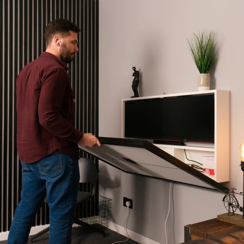 The World's Best Wallmounted Folding Desk With Monitors