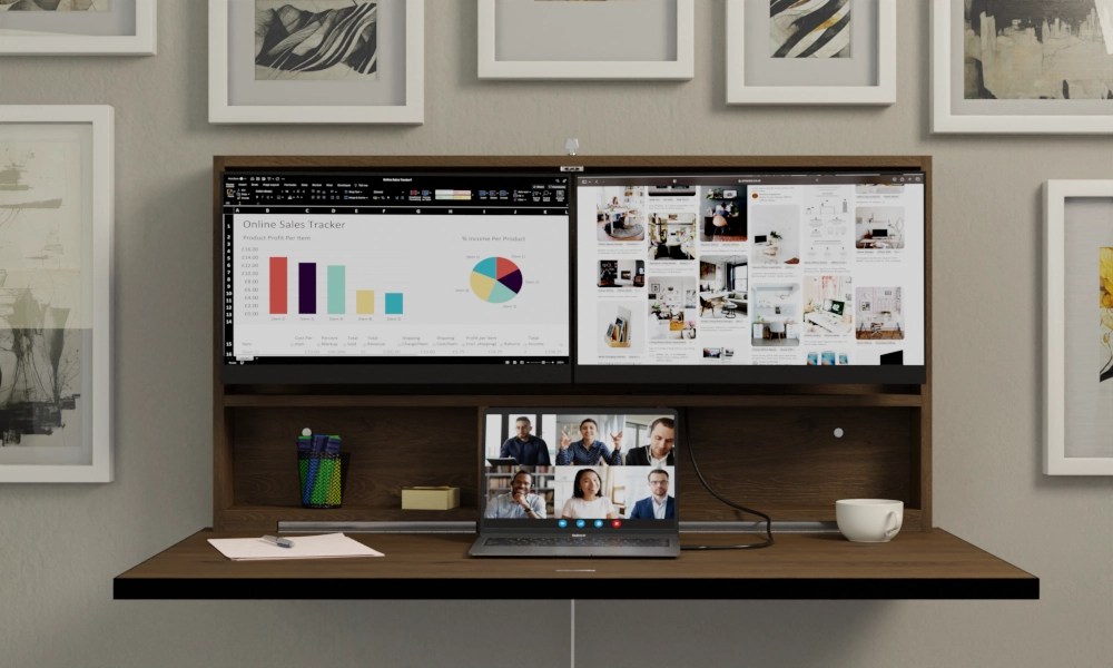 The World's Best Wallmounted Folding Desk With Monitors