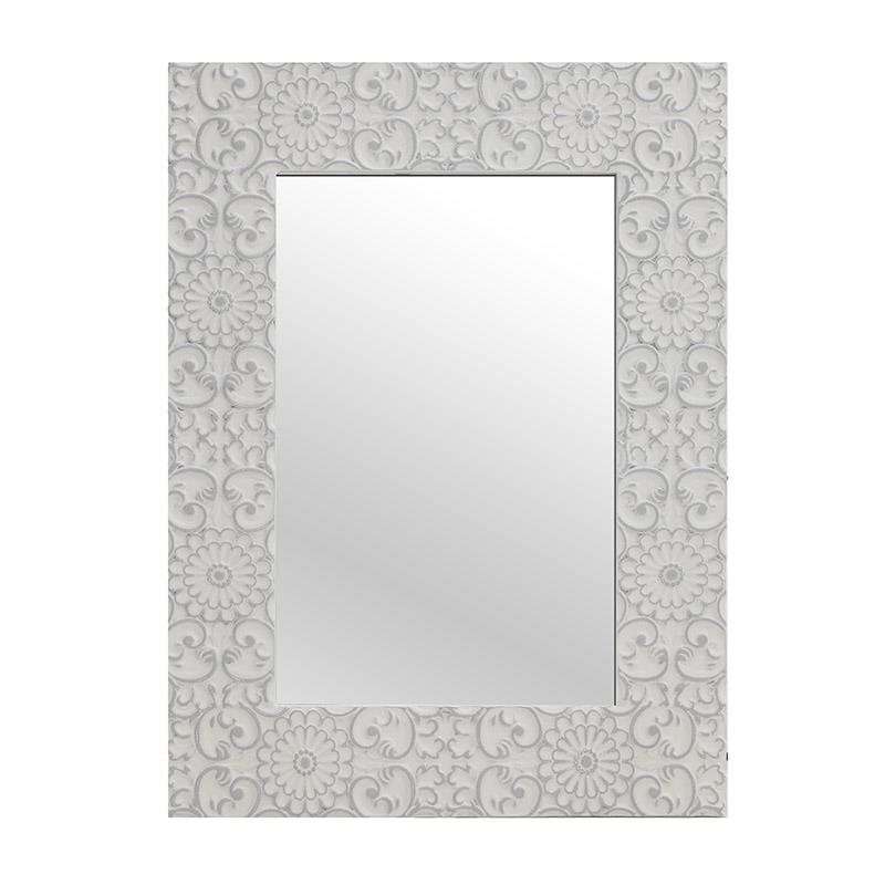WOODEN WALL MIRROR WHITE Pitre Home