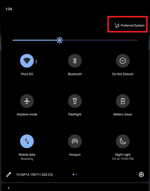 Verizon Google Pixels roaming icon ("R") after Android 10 update