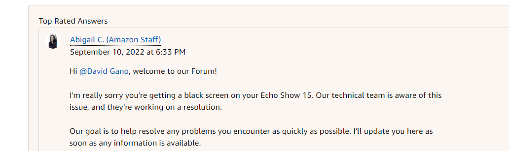 Amazon Echo Show 15 stuck on blank screen or not working issue