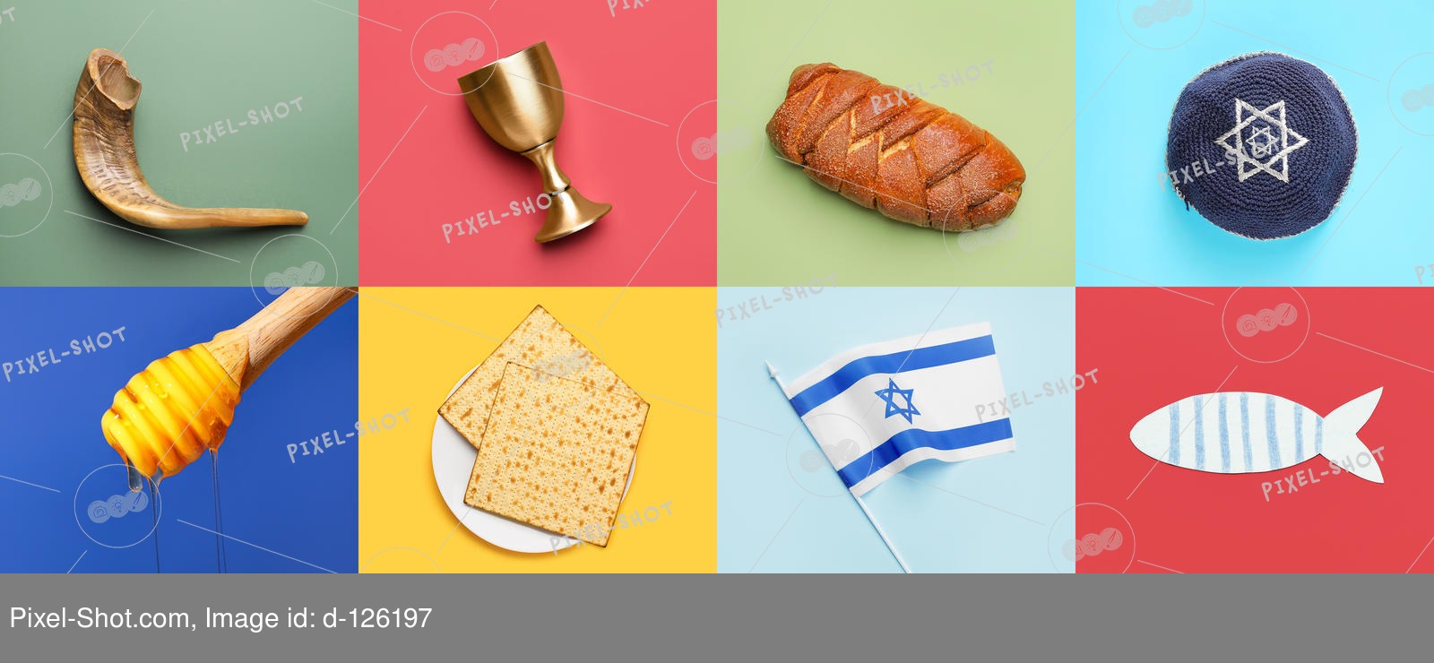 Collage with different traditional Jewish symbols Stock Photography