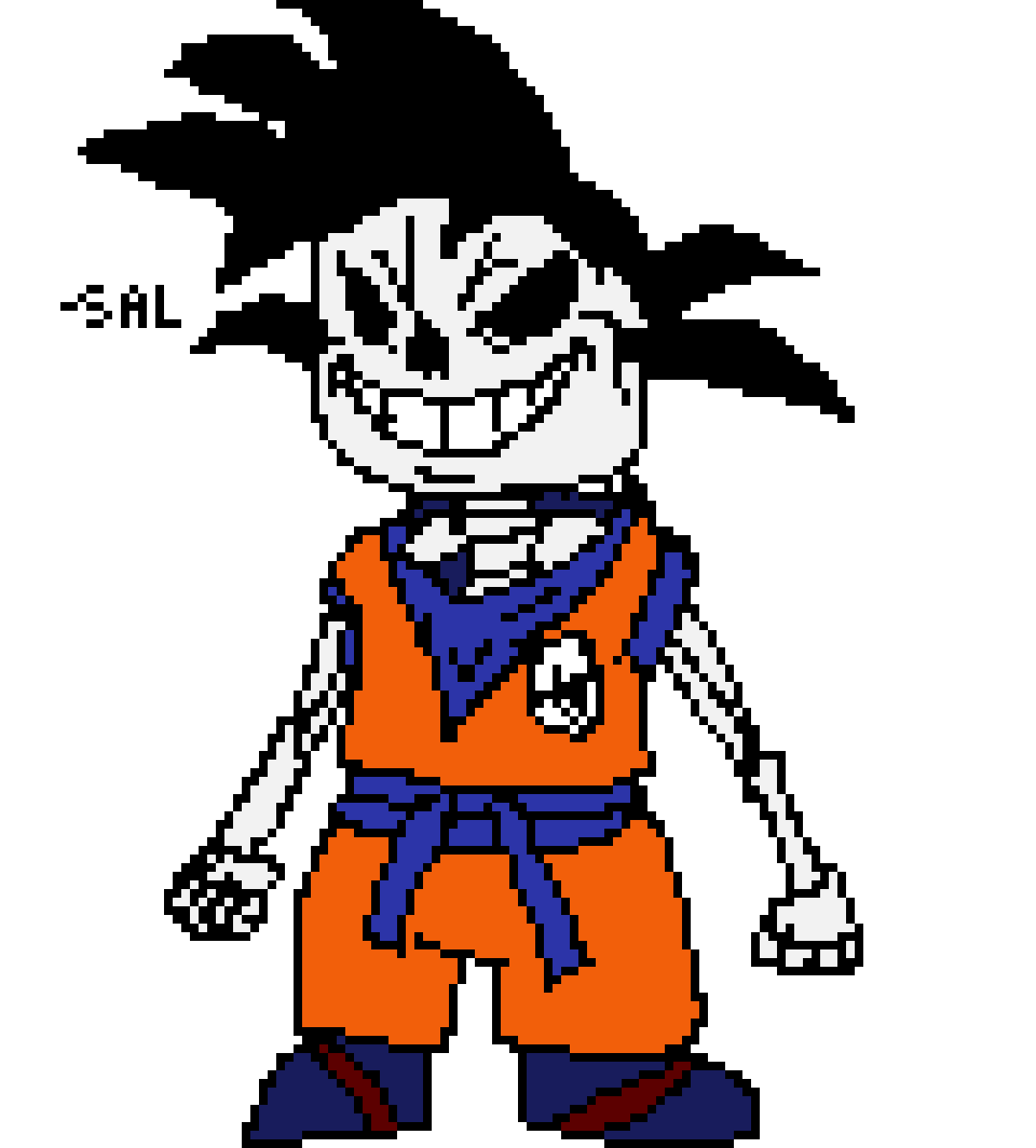 Sans but Goku. Is this what you wanted. Pixel Art Maker