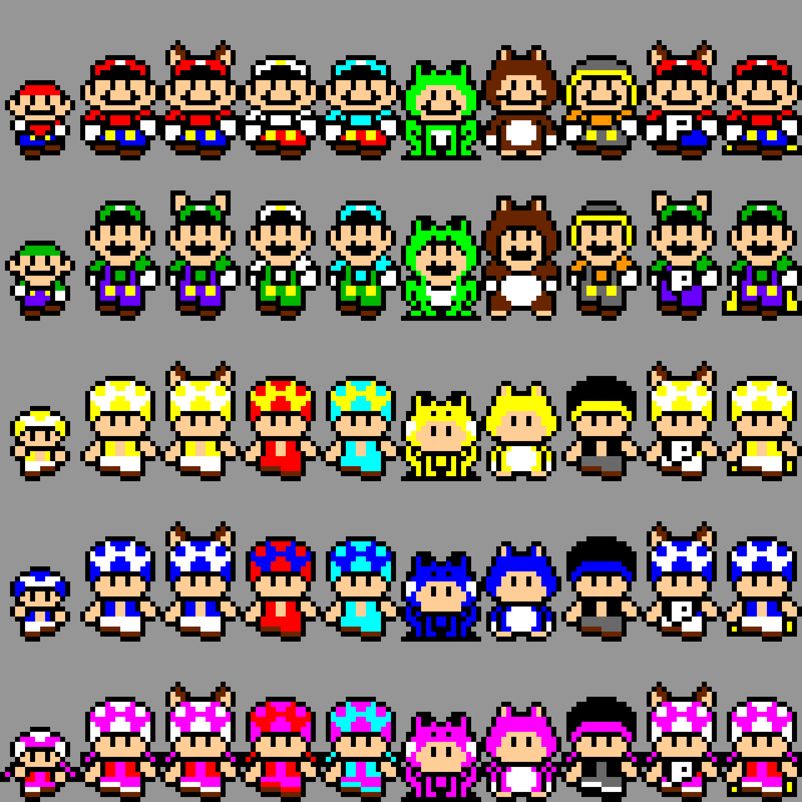 Modern SMB3 World Map Sprites Pixel Art Maker