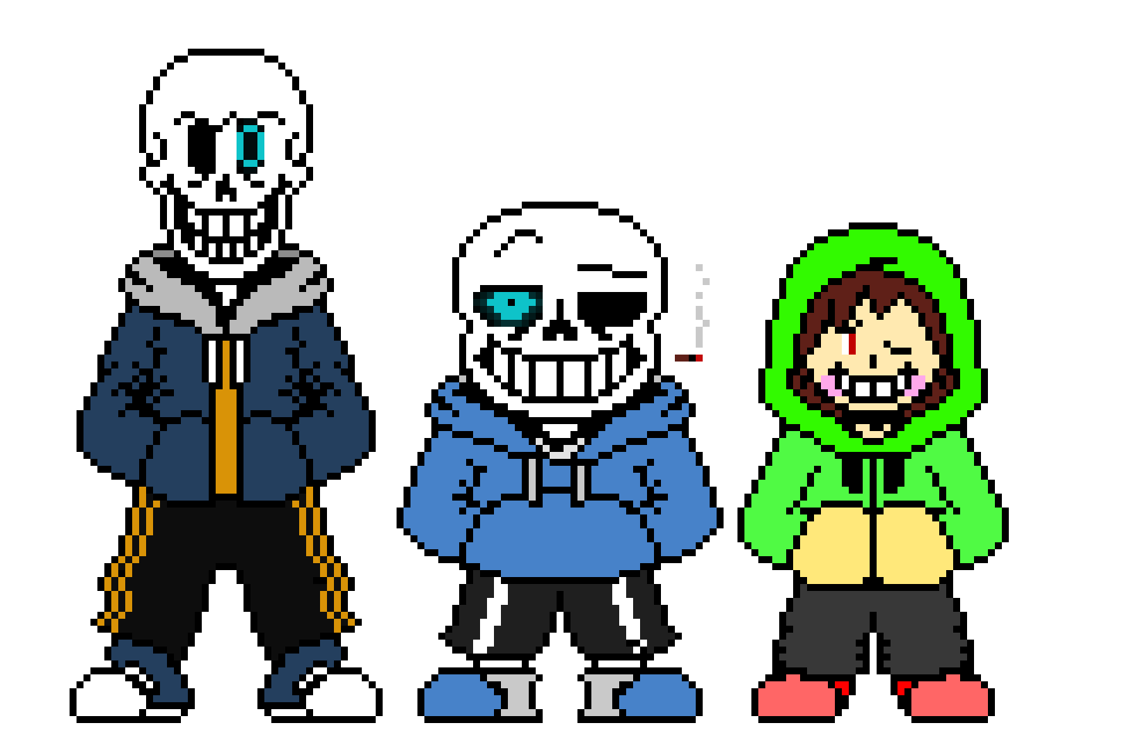 SwapSwap Trio Sans Papyrus and Chara (MLG edit) Pixel Art Maker