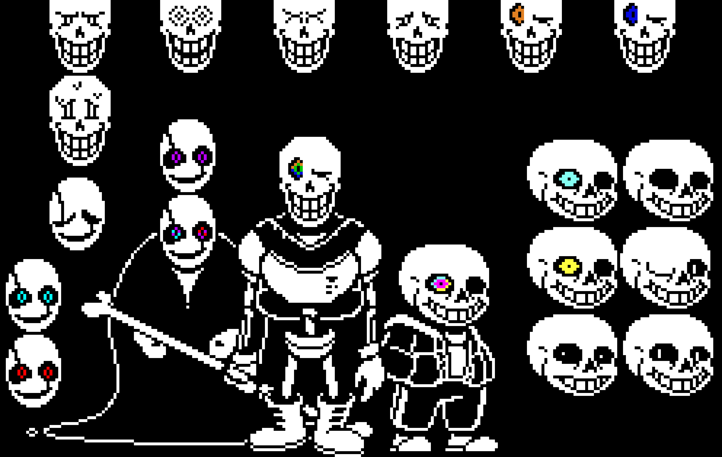 undertale eye glow sans papyrus and gaster Pixel Art Maker