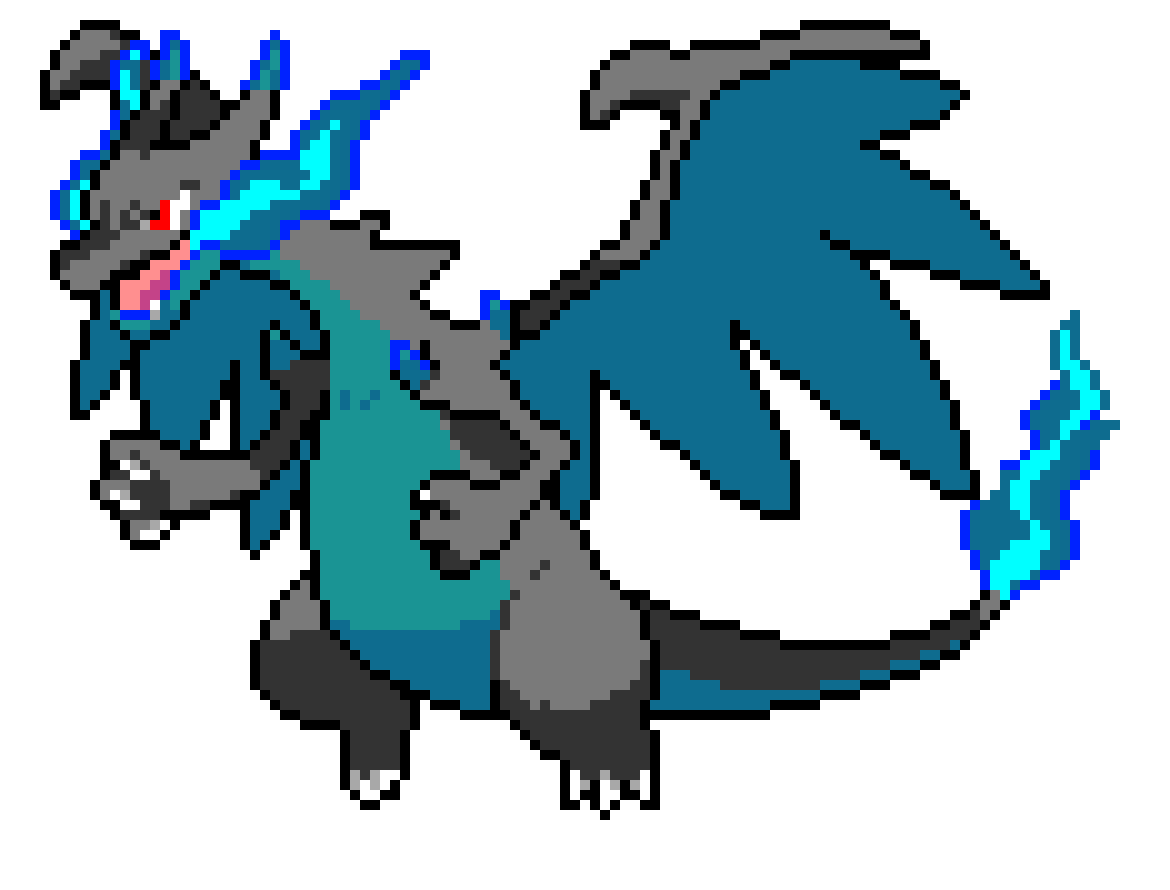 Mega Charizard X Pixel Art Pixel Art Maker