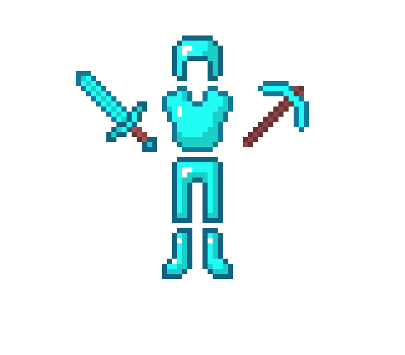 Minecraft Diamond Tools and Armor Pixel Art Maker