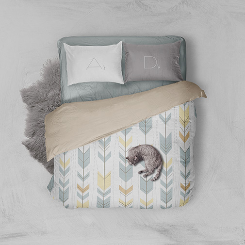 Free bed linen mockup — download PSD template