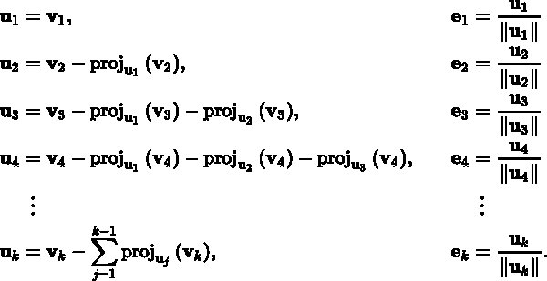 Finding orthonormal basis given set of n dimensional vectors!!