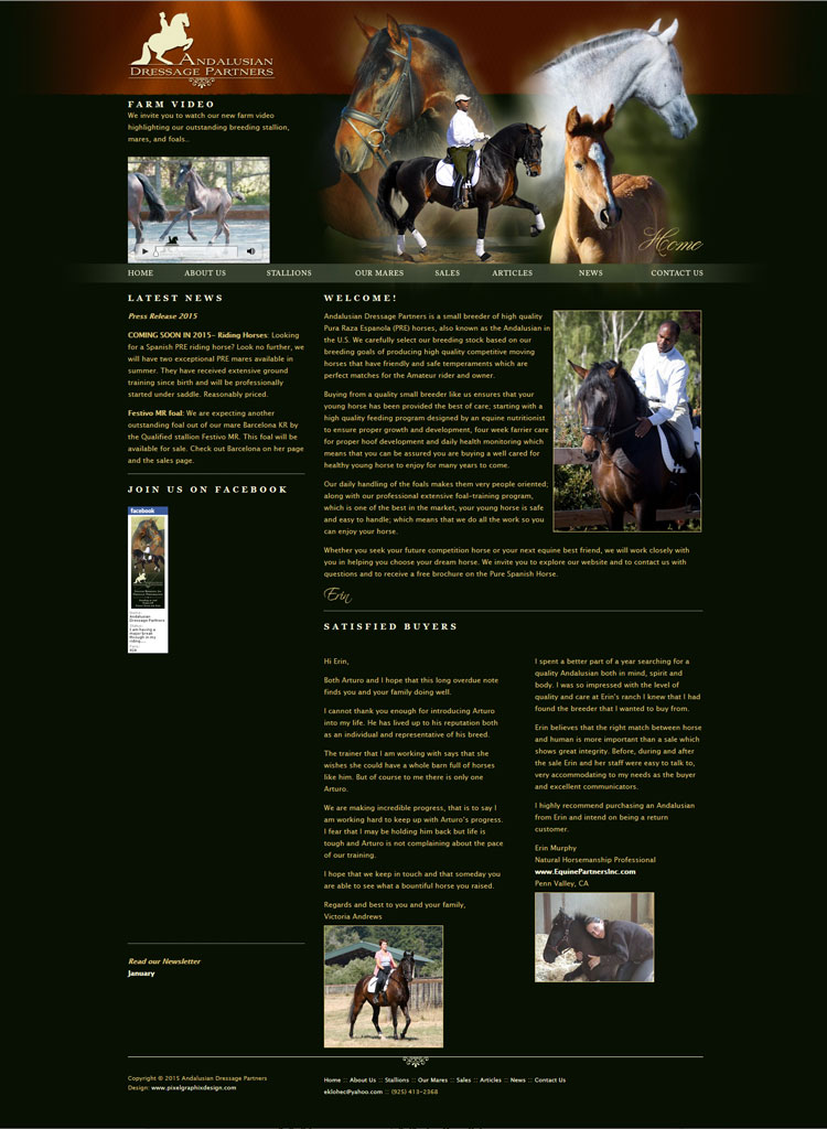 PixelGraphixDesign Andalusian Dressage Partners site