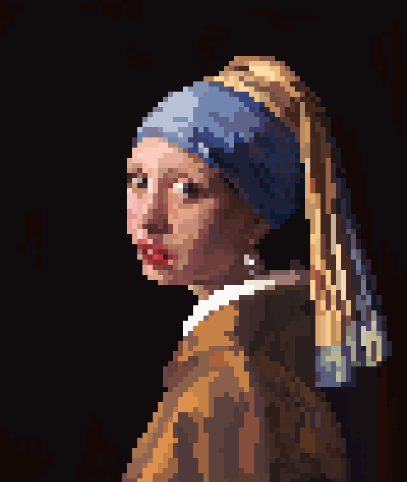 girl with a pixel earring