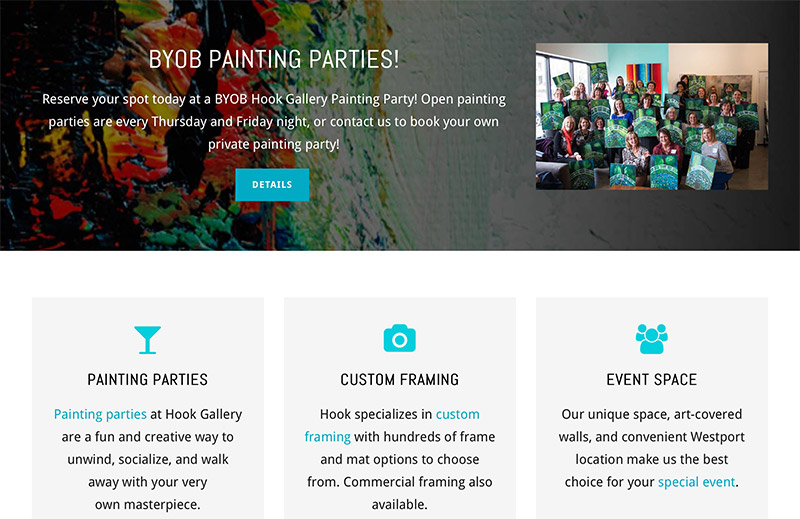 Hook Gallery site Design Pixel Lunch LLC