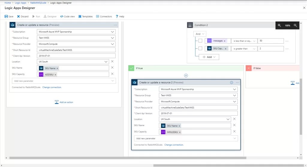 Scale an Azure VMSS based on RabbitMQ queue size using an